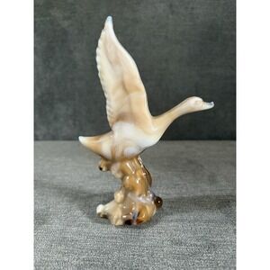 Caramel Slag "Goose in Flight" Figurines by Imperial Glass‎ Approx 7" X 5"
